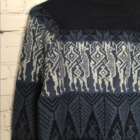 The Alpaca Connection Knit Sweater Pullover Navy Blue Made In Peru Size M - Picture 5 of 13